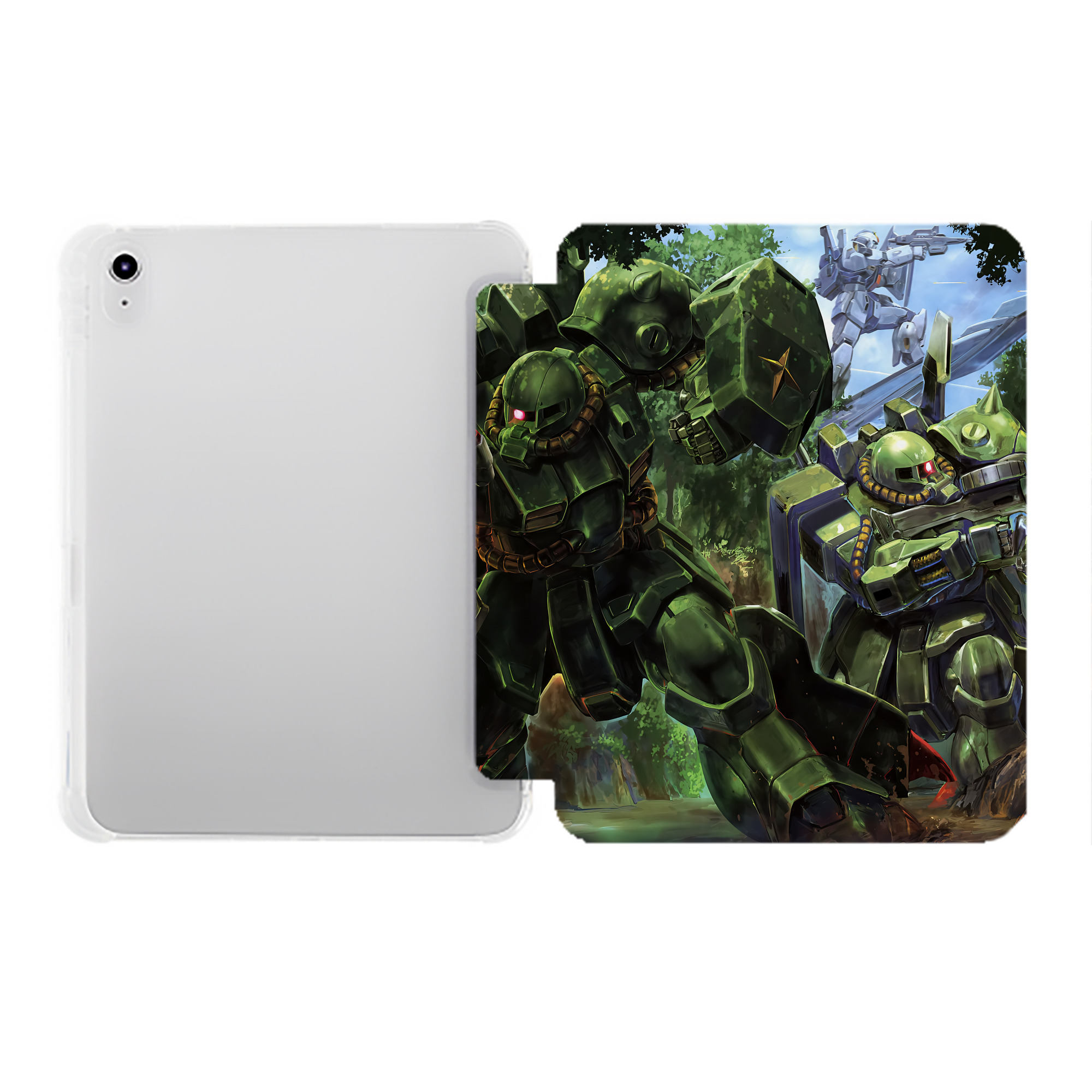 （画像用） 機動戦士ガンダム Mobile Suit Gundam IPad ケース ペン収納付き 三つ折りスタンド PUレザー×シリコン 対応機種9.5/10.5/10.9インチ